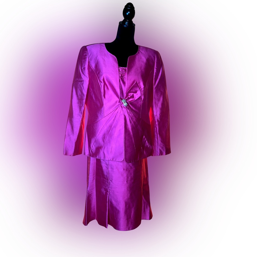 Chic Magenta Satin Formal Dress Suit